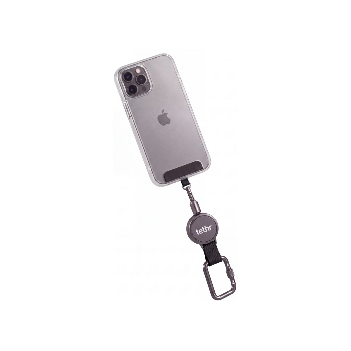 Tethr phone leash attached to a phone